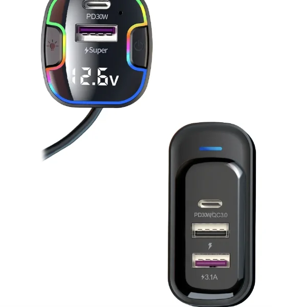 CARGADOR USB AUTO MULTIPUERTOS 75W PD Y QC TECNOLAB TL863